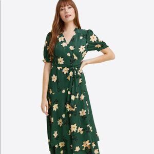 Draper James Naomi Wrap Dress in Shimmer Magnolia size 12